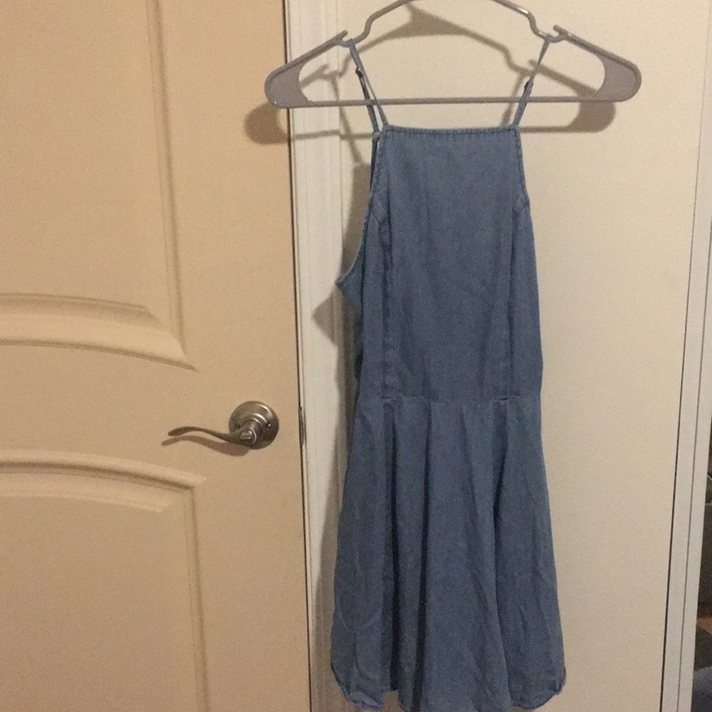 Denim Dress with Triangle Pattern on Back